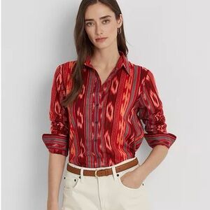 Ralph Lauren 100% cotton Geo-striped voile shirt size M